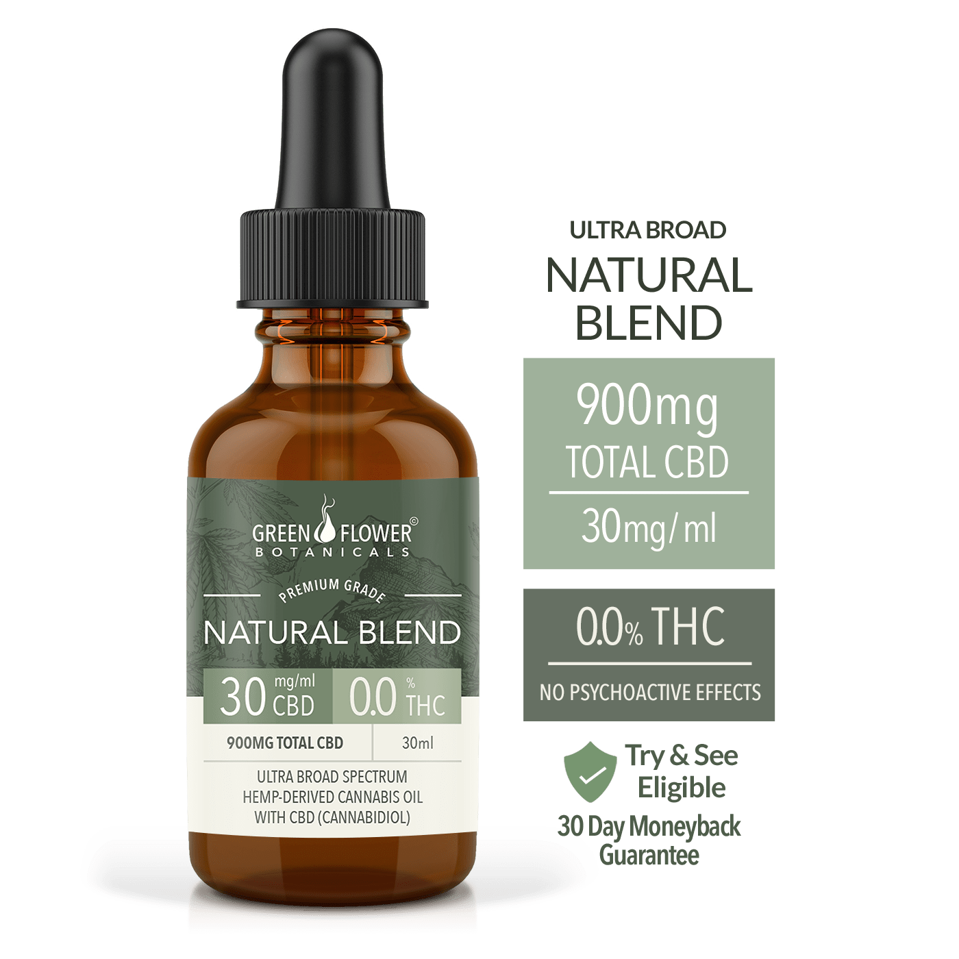 Natural Blend 900mg CBD - 30mg/ml - Hemp Derived Cannabis Oil 